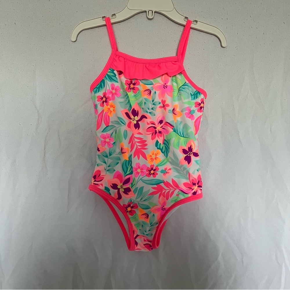 George Pink Trim Swimsuit 4t